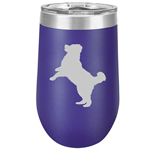 16 oz Double Wall Vacuum Insulated Stainless Steel Stemless Wine Tumbler Glass Coffee Travel Mug With Lid Bernese Mountain Dog (Purple)