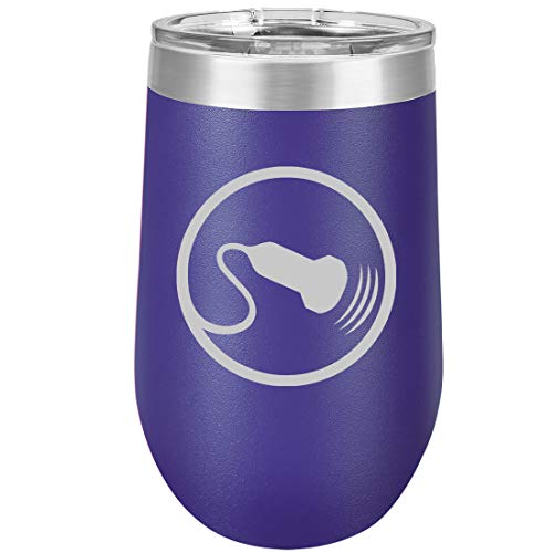 16 oz Double Wall Vacuum Insulated Stainless Steel Stemless Wine Tumbler Glass Coffee Travel Mug With Lid Sonography Sonographer Ultrasound (Purple)