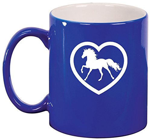 Ceramic Coffee Tea Mug Heart Horse (Blue)