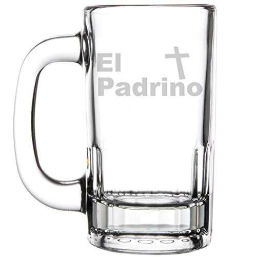 12oz Beer Mug Stein Glass Christening Baptism Godfather El Padrino