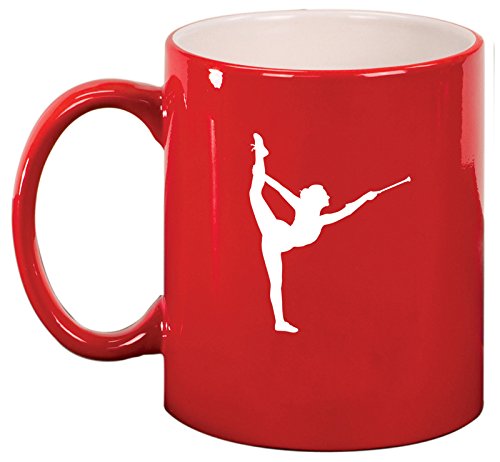Ceramic Coffee Tea Mug Cup Female Gymnast Twirling Baton Gymnastics (Red)