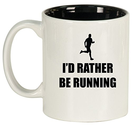 Ceramic Coffee Tea Mug Cup I'd Rather Be Running (White)