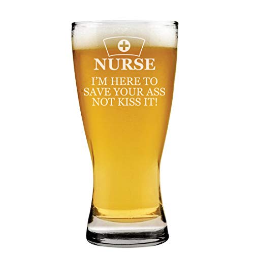 15 oz Beer Pilsner Glass Nurse Here To Save You