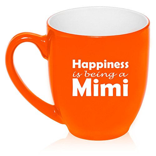 16 oz Large Bistro Mug Ceramic Coffee Tea Glass Cup Happiness Is Being A Mimi (Orange)