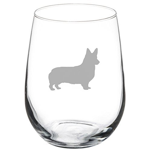 17 oz Stemless Wine Glass Corgi,MIP