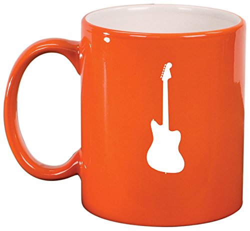 Ceramic Coffee Tea Mug Cup Bass Guitar (Orange)