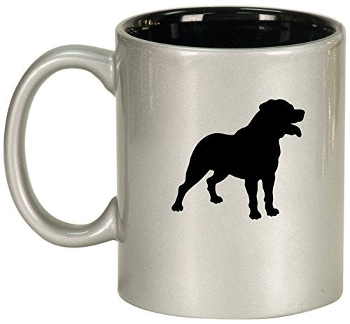 Ceramic Coffee Tea Mug Cup Rottweiler (Silver)