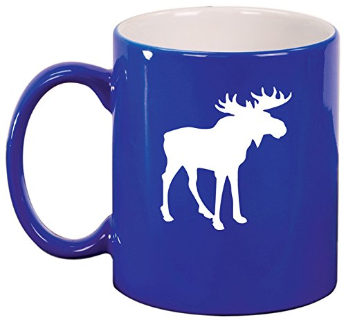 Ceramic Coffee Tea Mug Cup Moose (Blue)