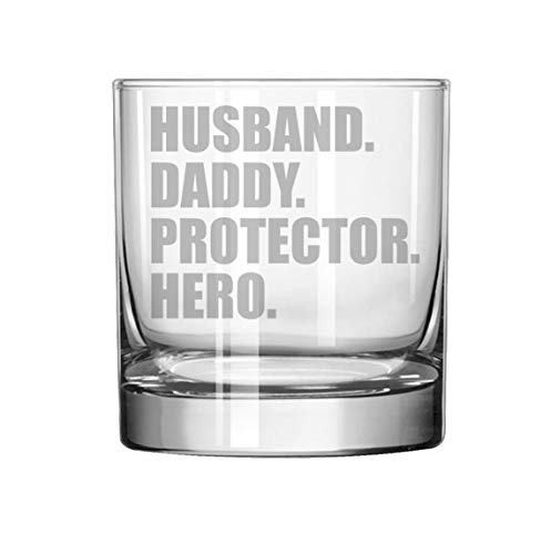 11 oz Rocks Whiskey Highball Glass Dad Father Husband Daddy Protector Hero