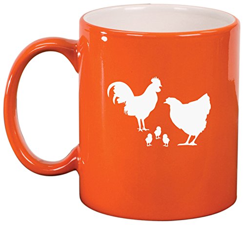 Ceramic Coffee Tea Mug Cup Chicken Family (Orange)