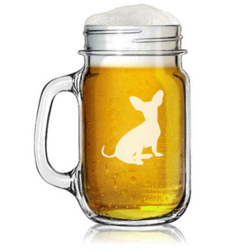 16oz Mason Jar Glass Mug w/Handle Chiweenie