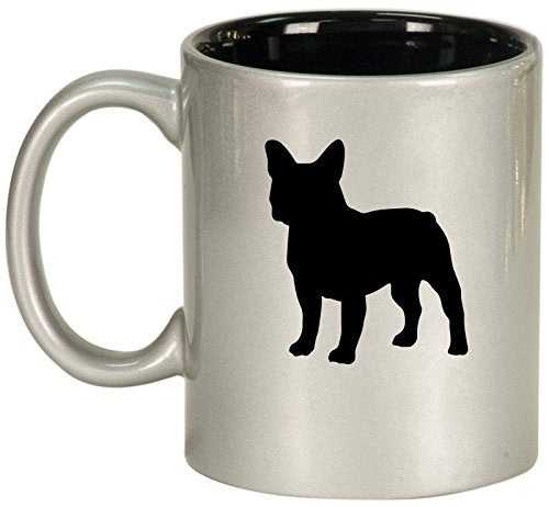 Ceramic Coffee Tea Mug Cup French Bulldog (Silver)