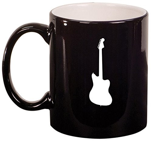 Ceramic Coffee Tea Mug Cup Bass Guitar (Black)