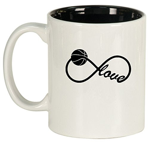 Ceramic Coffee Tea Mug Cup Infinite Infinity Love for Basketball (White)