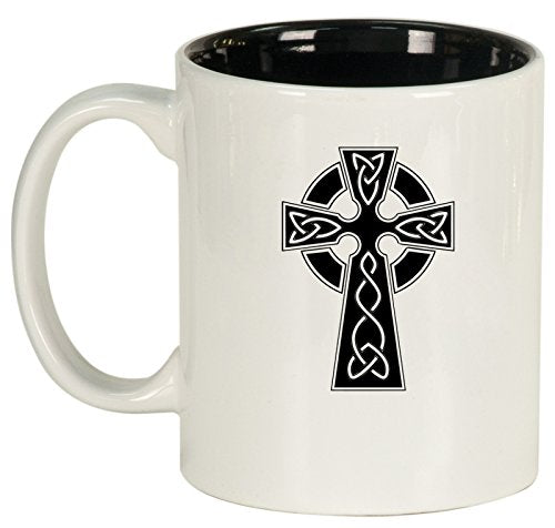 Ceramic Coffee Tea Mug Cup Celtic Cross (White)