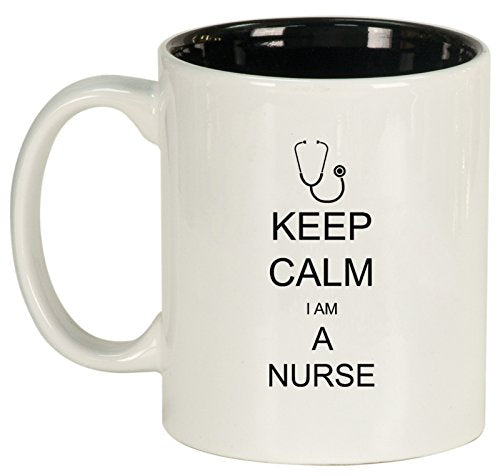 Ceramic Coffee Tea Mug Keep Calm I Am A Nurse (White)