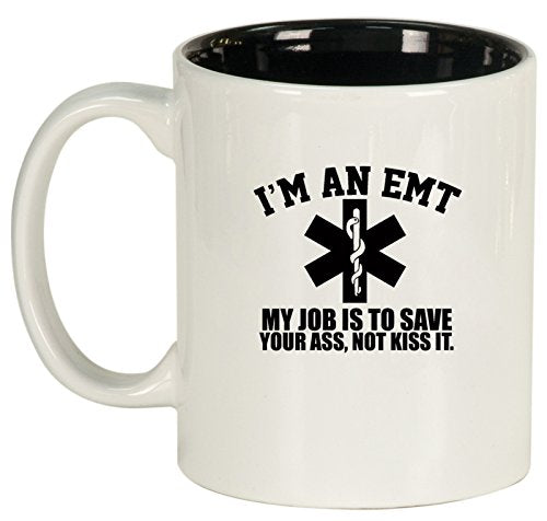 Ceramic Coffee Tea Mug EMT Job is to Save You (White)