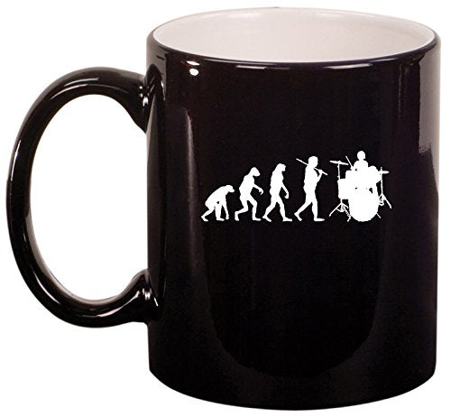 Ceramic Coffee Tea Mug Cup Evolution Drummer (Black)