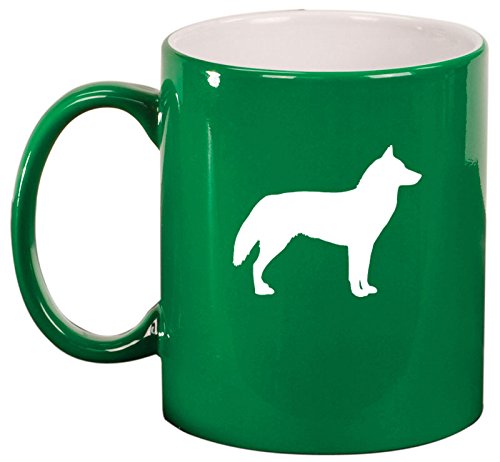 Ceramic Coffee Tea Mug Cup Siberian Husky (Green)