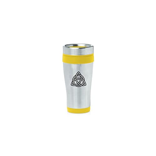 Yellow 16oz Insulated Stainless Steel Travel Mug Z761 Triquetra Symbol Celtic Knot,MIP