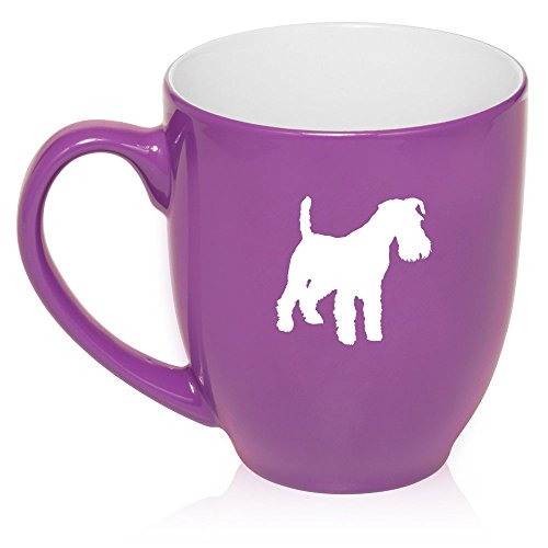 16 oz Large Bistro Mug Ceramic Coffee Tea Glass Cup Miniature Schnauzer (Purple)