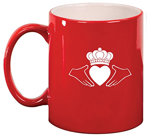 Ceramic Coffee Tea Mug Irish Claddagh (Red)
