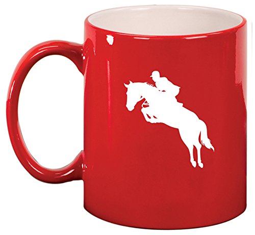 Ceramic Coffee Tea Mug Cup Horse with Rider (Red)