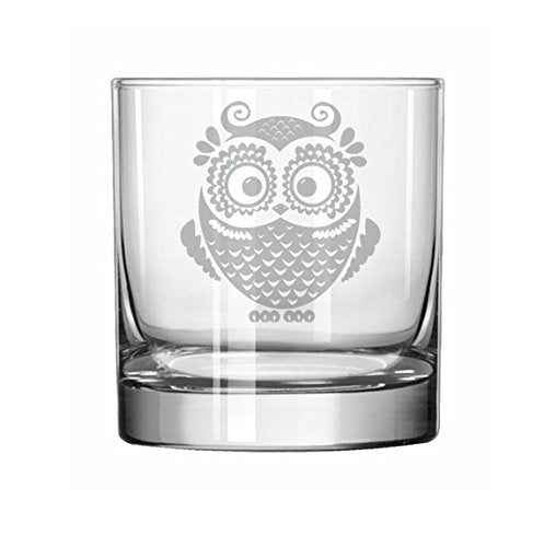 11 oz Rocks Whiskey Highball Glass Owl Vintage,MIP