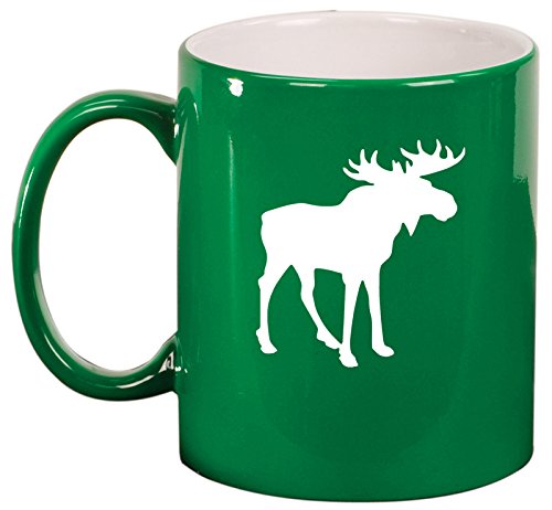 Ceramic Coffee Tea Mug Cup Moose (Green)