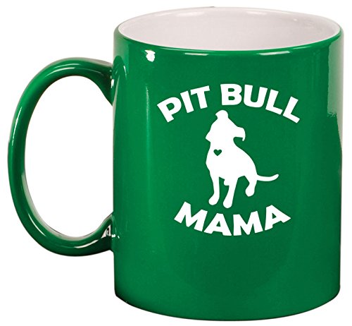 Ceramic Coffee Tea Mug Cup Pit Bull Mama (Green)