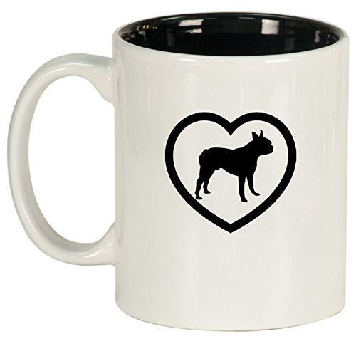 Ceramic Coffee Tea Mug Heart Boston Terrier (White)