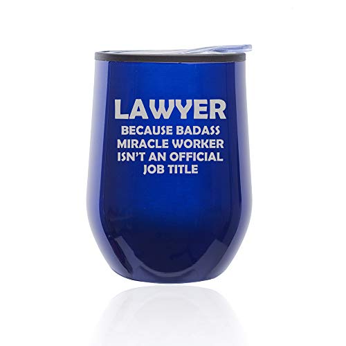 Stemless Wine Tumbler Coffee Travel Mug Glass With Lid Lawyer Miracle Worker Job Title Funny