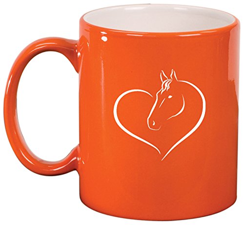 Ceramic Coffee Tea Mug Heart Horse Head (Orange)