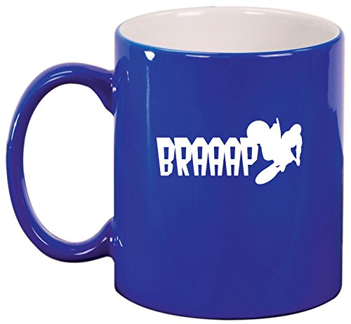 Ceramic Coffee Tea Mug Cup Dirt Bike BRAAAP (Blue)