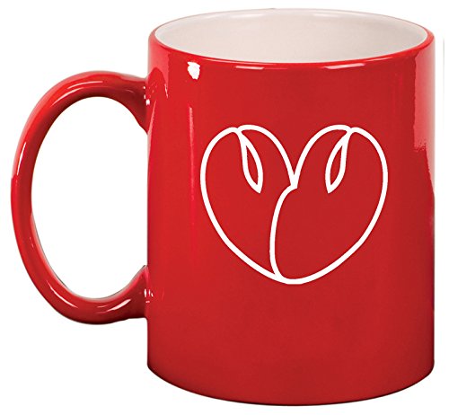Ceramic Coffee Tea Mug Cup Lobster Love (Red)