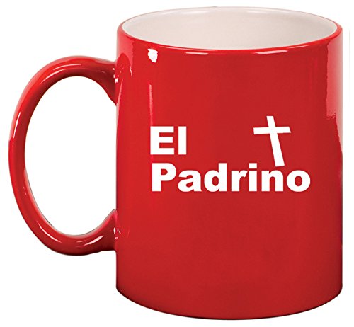 Ceramic Coffee Tea Mug Cup El Padrino Christening Baptism Godfather (Red)