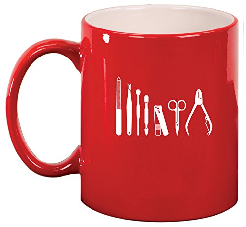 Ceramic Coffee Tea Mug Cup Manicurist Tool (Red)