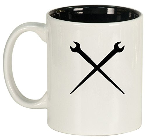 Ceramic Coffee Tea Mug Cup Spud Wrenches Iron Worker (White)