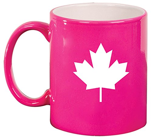 Ceramic Coffee Tea Mug Cup Maple Leaf (Pink)