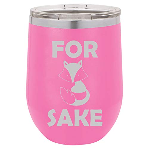 12 oz Double Wall Vacuum Insulated Stainless Steel Stemless Wine Tumbler Glass Coffee Travel Mug With Lid For Fox Sake (Hot-Pink)