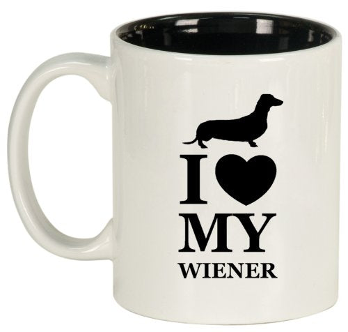 I Love My w*ener Dachshund Ceramic Coffee Tea Mug Cup White Black