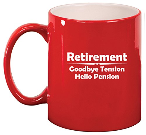 Ceramic Coffee Tea Mug Cup Retirement Pension (Red)
