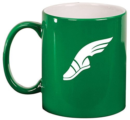 Ceramic Coffee Tea Mug Track and Field Wing Shoe (Green)