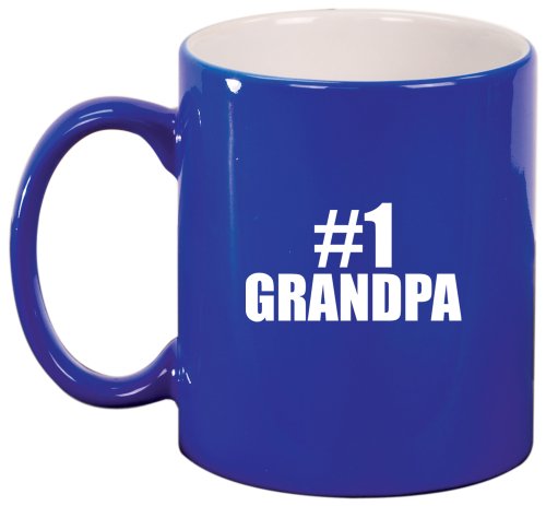 #1 Grandpa Ceramic Coffee Tea Mug Cup Blue Gift for Grandpa