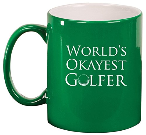 Ceramic Coffee Tea Mug Cup World's Okayest Golfer Golf (Green)