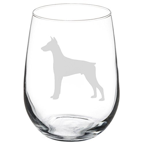 Wine Glass Goblet Doberman (17 oz Stemless)