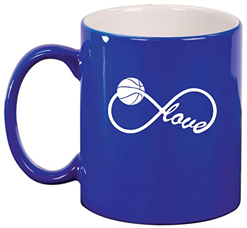 Ceramic Coffee Tea Mug Cup Infinite Infinity Love for Basketball (Blue)