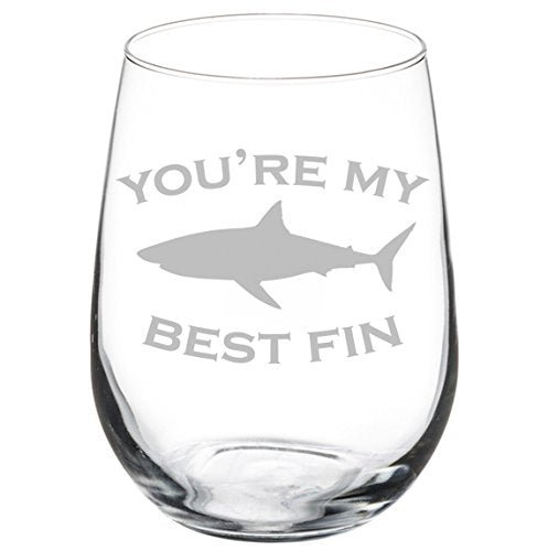 Wine Glass Goblet Best Friend You're My Best Fin Shark (17 oz Stemless)