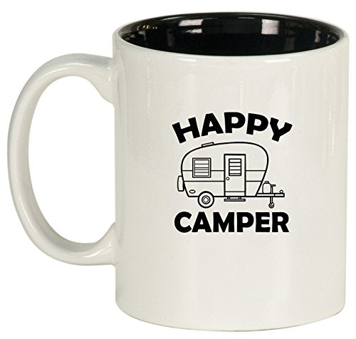 Ceramic Coffee Tea Mug Happy Camper (White)