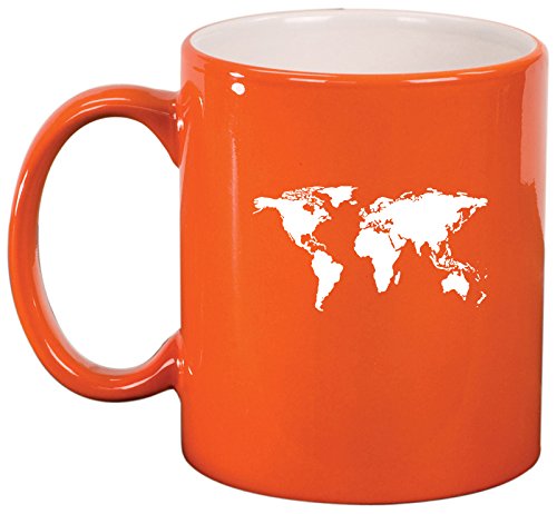 Ceramic Coffee Tea Mug Cup World Map (Orange)